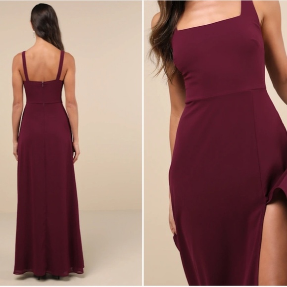 LULUS Sexy Prom Wedding Bridesmaid Romantic Flowy Elegant Chiffon Maxi Dress - Picture 4 of 5